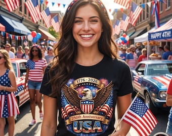 USA 250th Anniversary PNG, Patriotic Bald Eagle 1776-2026 Sublimation Design, America 250 Independence Day T-Shirt Digital Download