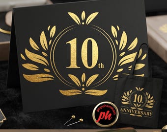 10th Anniversary PNG SVG Ai Digital Design, Luxury 10 Year Anniversary Gift, 10th Anniversary For DIY Gifts, Cricut Files, Digital Download