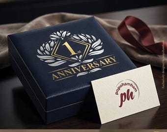 1st Anniversary AI/SVG/PNG Luxury Gold & Silver Design, Elegant Corporate 1st Anniversary, Cricut Files, Digital Download For Gifting