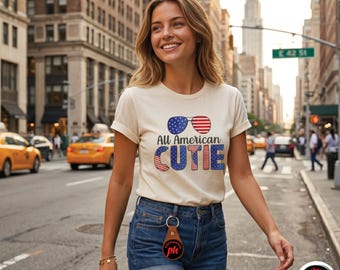 Trendy 4th of July SVG, All American Cutie PNG, Cute Patriotic Shirt Design, Independence Day Graphic, Retro American Flag Digital Download
