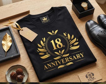 Gold 18th Anniversary SVG PNG Ai Bundle, Luxury Crown Wreath Crest Digital Design, Milestone Birthday Clipart, DIY Cricut Design