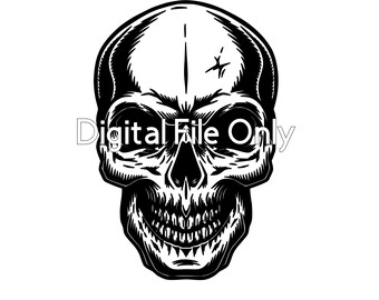 Skull Black & White SVG File Only