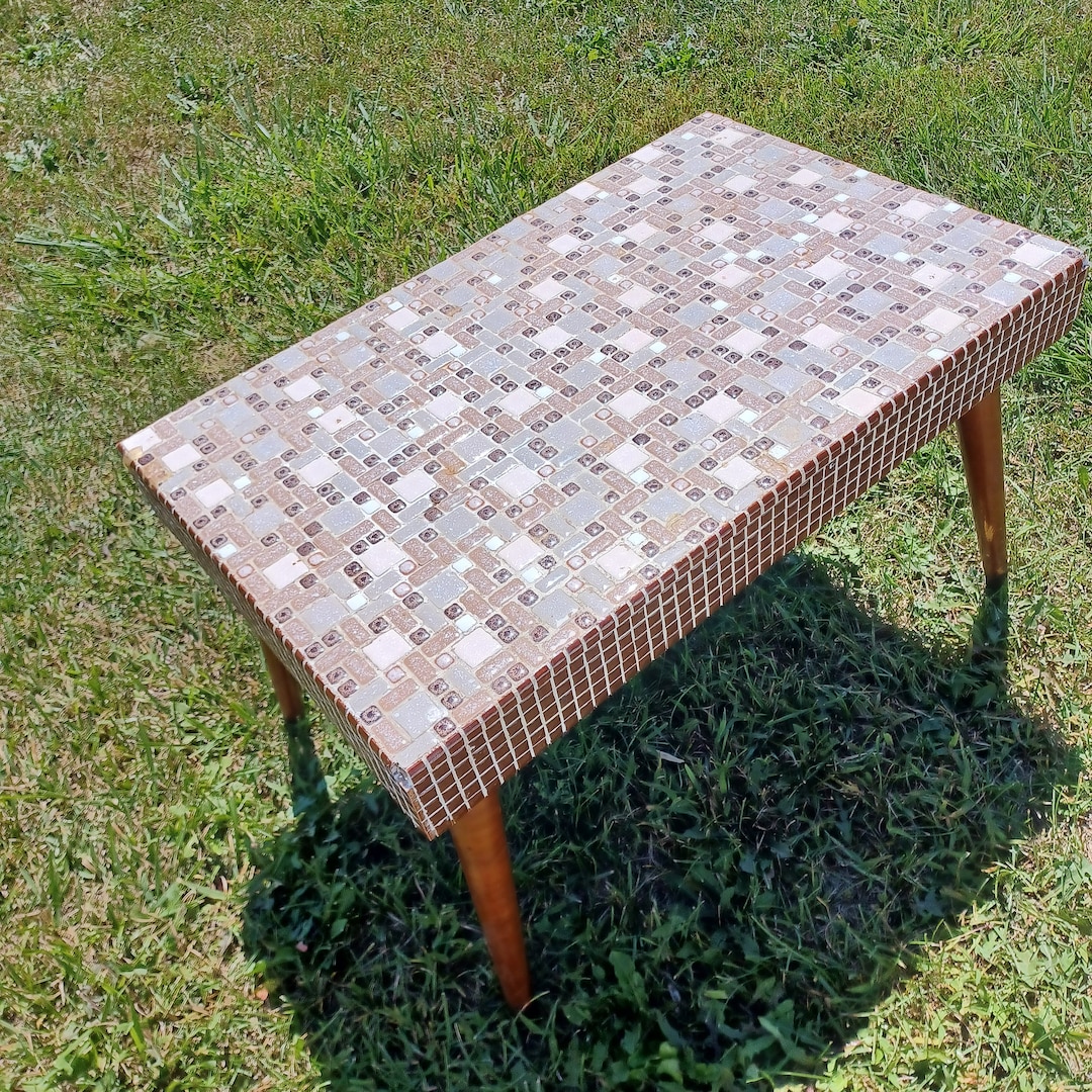 MCM Mosaic Tile Top Table Etsy