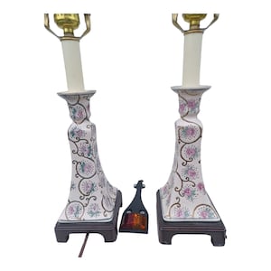 Vintage Chinoiserie Porcelain Table Lamps x 2