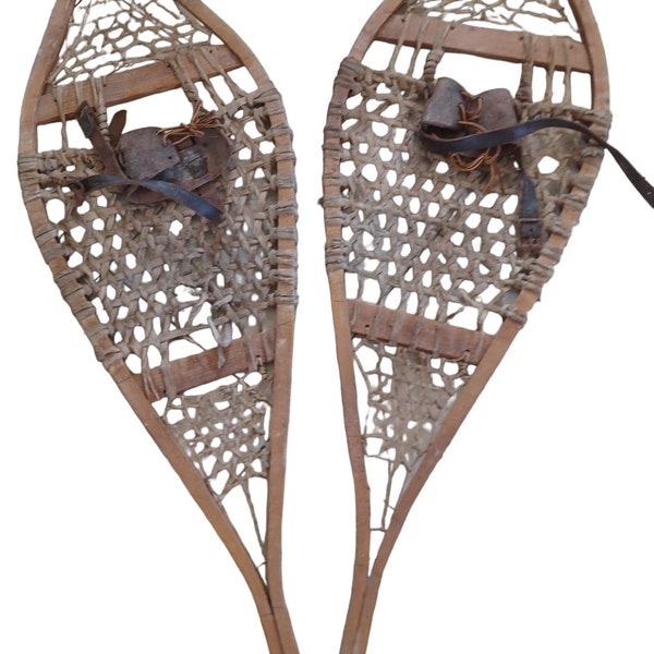 Early Huron or Mi'kmaq snowshoes in good antique condition.