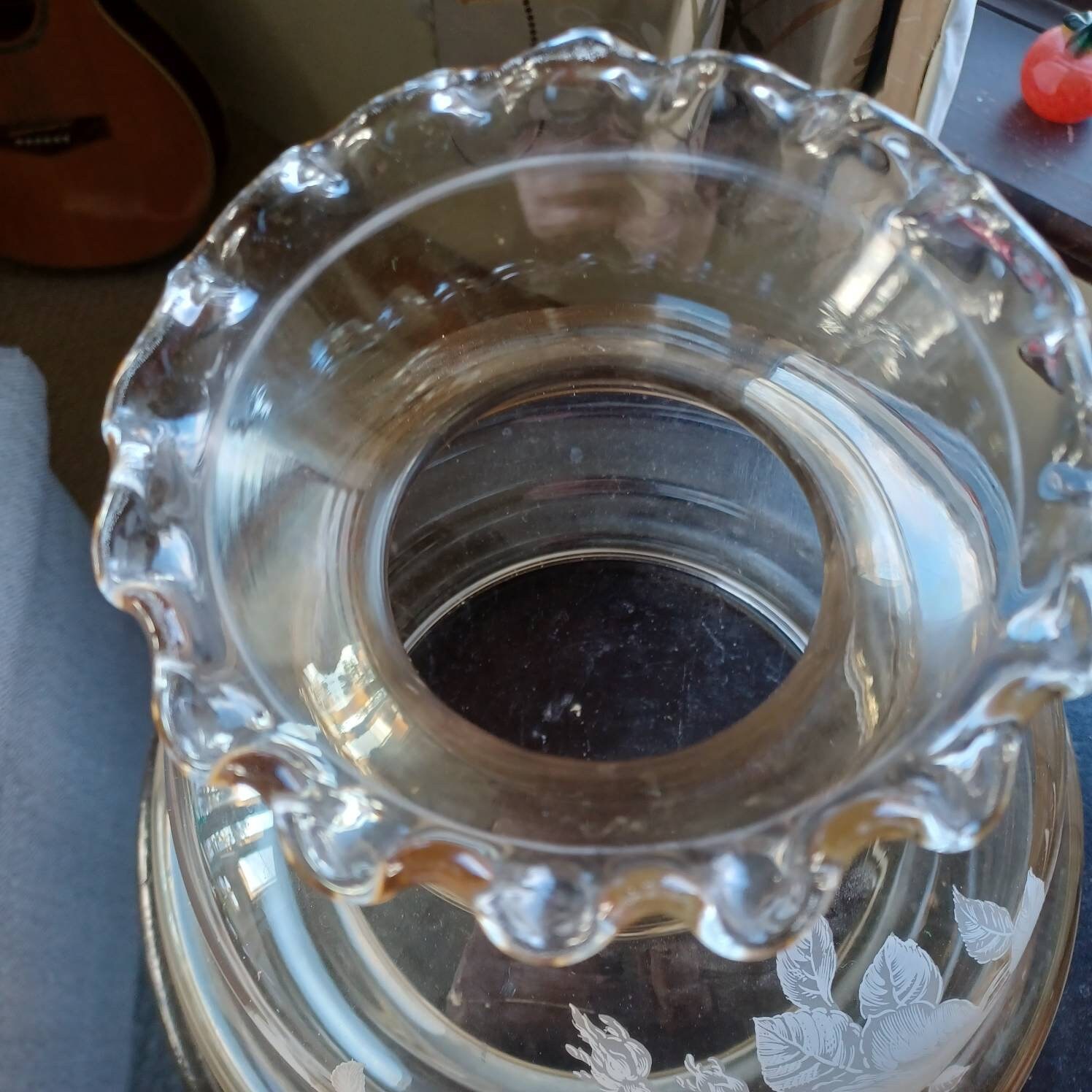 Vintage Large Amber Hurricane Glass Lamp Shade With White Etsy