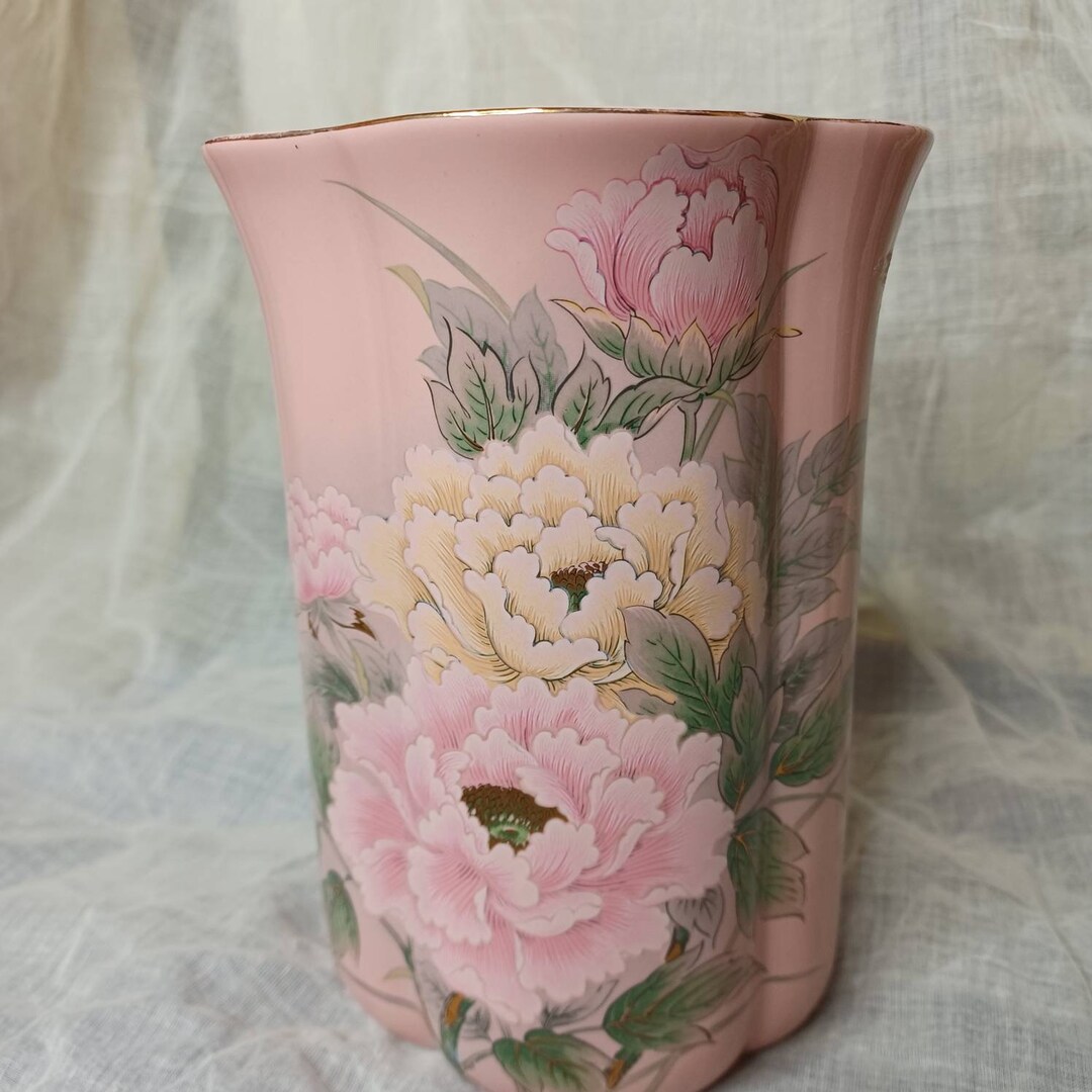 Vintage Toyo Japan Vase Victorian Peony Vase Vintage Japan Etsy