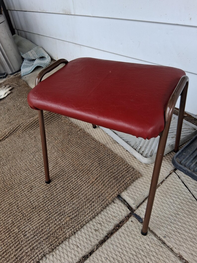 Vintage Vinyl Stacking Metal Stool - Etsy