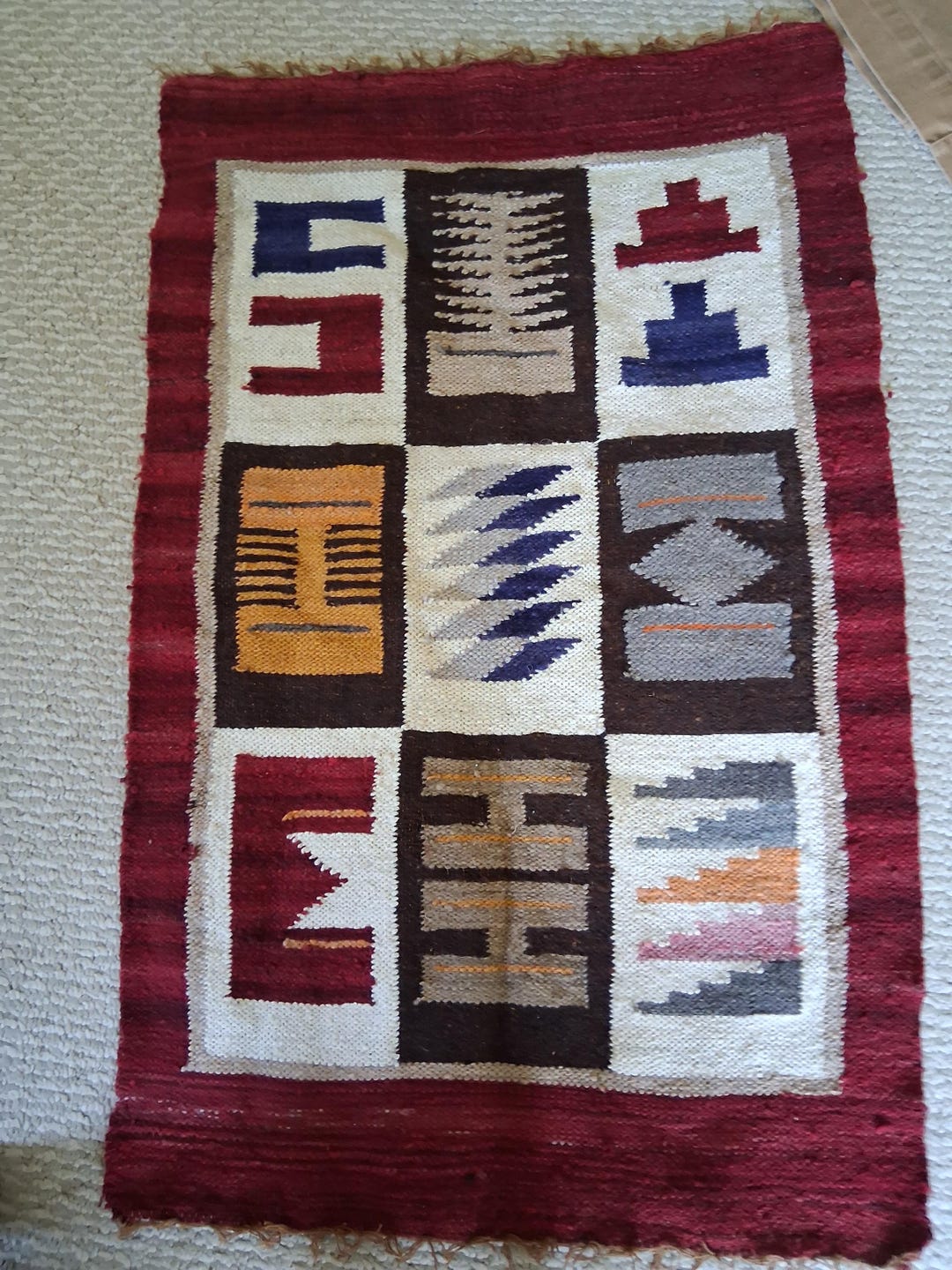Carpet Inca Vintage Peruvian Inca Folk Hand Woven Art Rug Mat - Etsy
