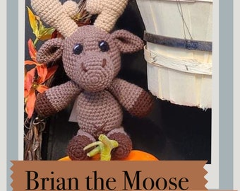 Brian the Moose amigurumi crochet pattern, pdf file