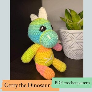 Gerry the Dinosaur Crochet pattern, amigurumi PDF file