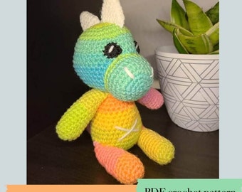 Gerry the Dinosaur Crochet pattern, amigurumi PDF file