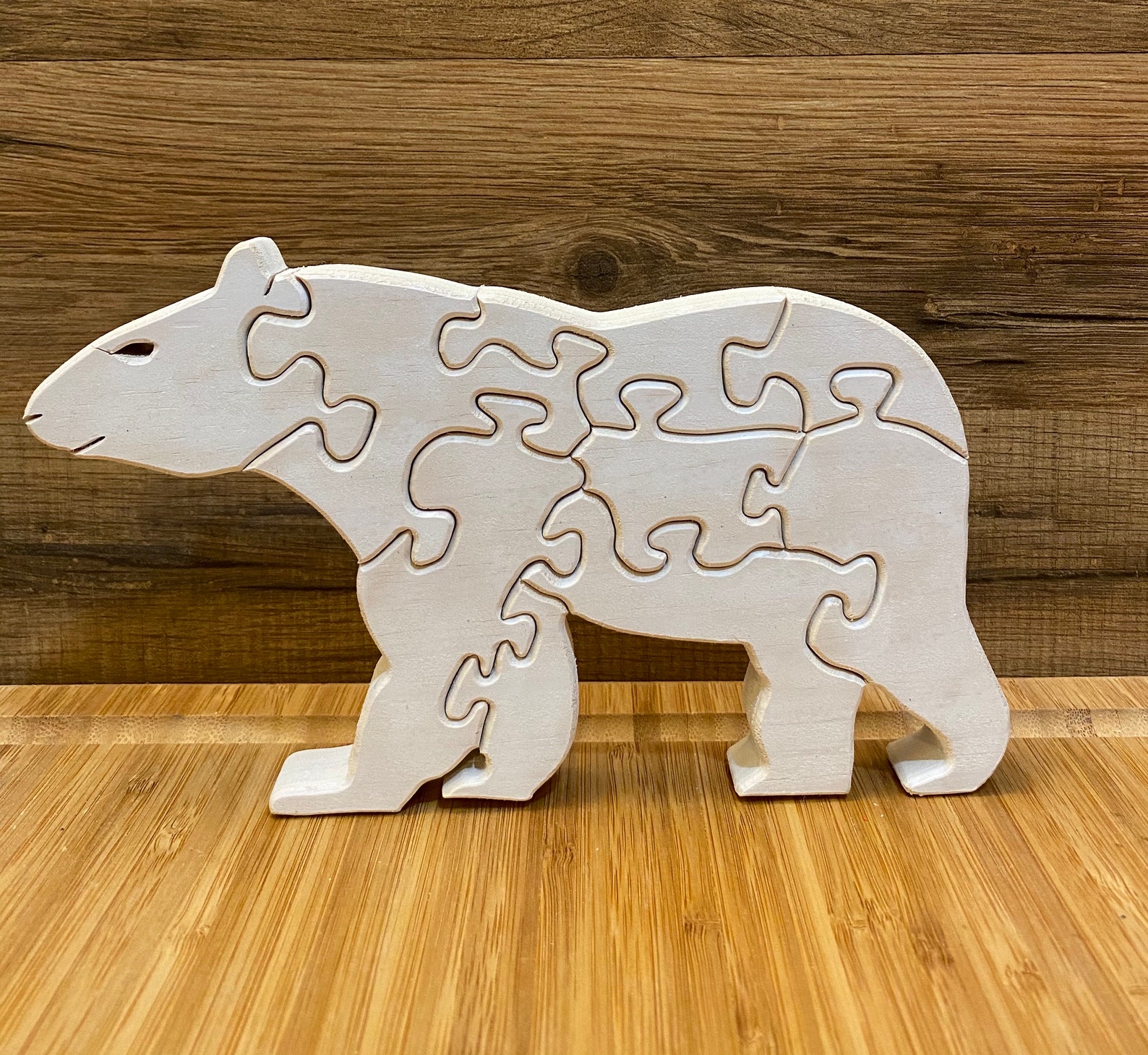Wooden Polar Bear Puzzle Etsy
