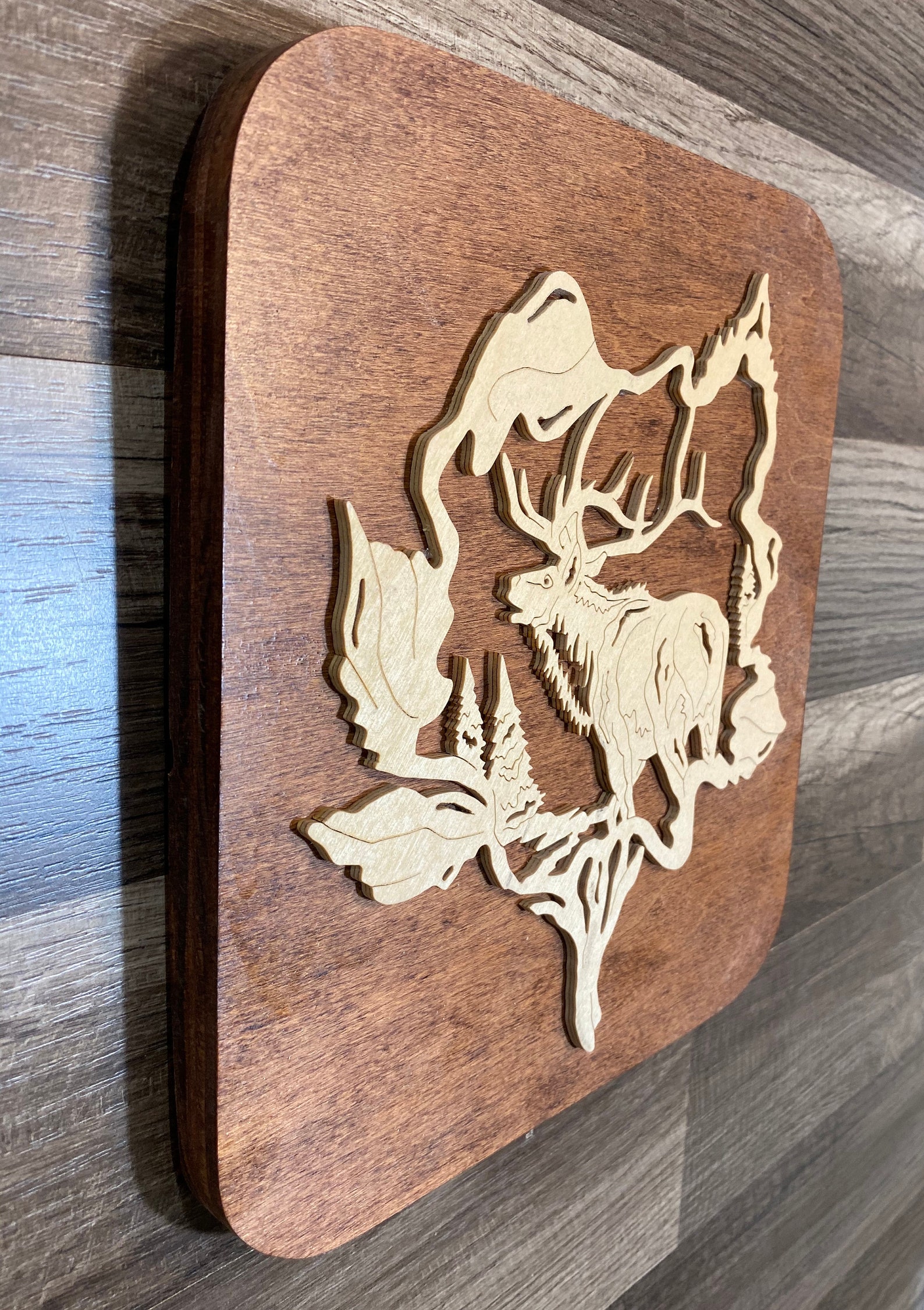 Elk Wooden Fretwork Plaque Etsy