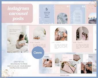 Instagram Carousel Posts "Cara" | Insta Carousel Post Canva Universe | Pink Beauty Instagram Slides for Canva