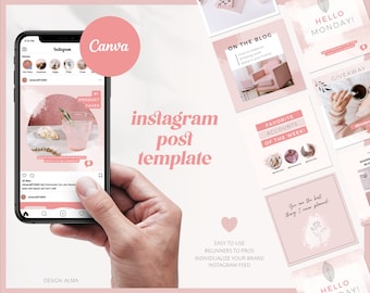 Pink Instagram Posts "Alma" | Engagement Booster | Instagram Post Pack | Instagram Posts Template | Editable Instagram Posts