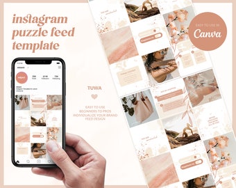 Aesthetic Boho - Instagram Puzzle Template for Canva "Tuwa" | Beige Template Instagram Earth Tones | Instagram Feed Layout Business & Coach