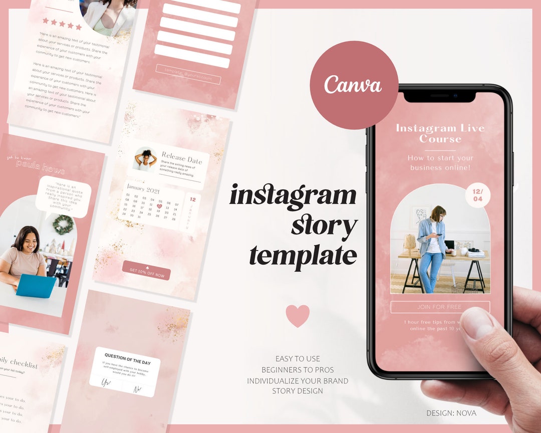 Universe Pink Instagram Stories Template Canva "nova" With Gold | Pink ...