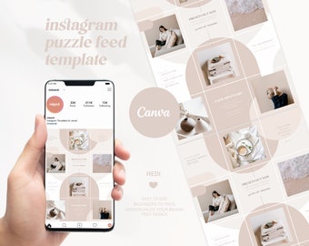 Instagram Puzzle Feed Hedi" |  Instagram Puzzle Canva | Instagram Puzzle Template | Instagram Puzzle Minimalist | Instagram Canva Template