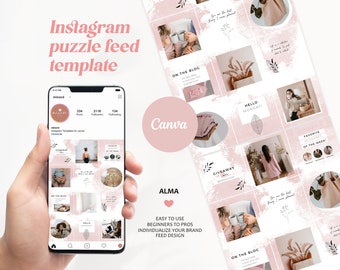 Canva Instagram Puzzle "Alma" Rosa | Feed Instagram | Instagram Puzzle Template Canva | Puzzle Instagram | Instagram Puzzle Layout