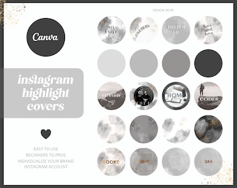 Schwarz & Weiß Instagram Highlight Covers "Nuri" | Instagram Stories Cover | Story Icons Hintergrund | Instagram Story Cover Gold