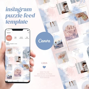 Blush Instagram Puzzle Template &quot;Cara&quot; |  Puzzle Grid Canva Template | Insta Feed Post Blau | Instagram Brand Vorlage Pastell Joga