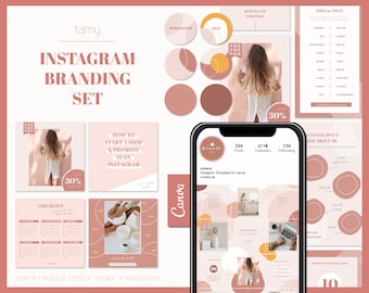 Instagram Branding Set &quot;Tamy&quot; Canva - Small Business & Blogger | Boho Instagram Puzzle, Posts, Story | Editable Instagram Templates Canva