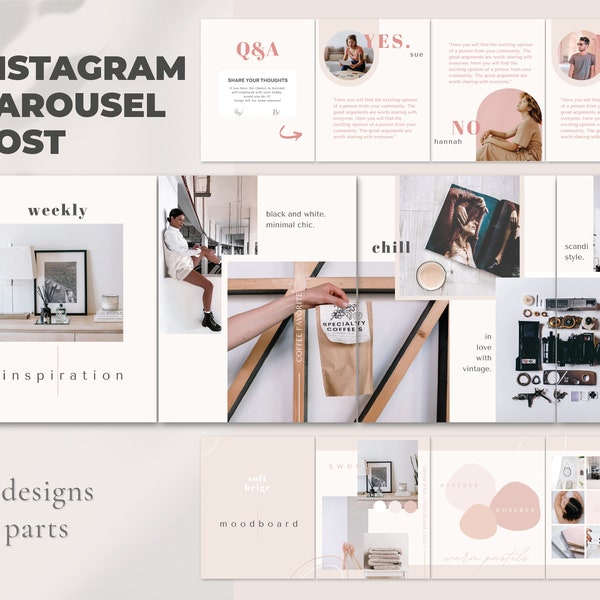 Instagram Karussell "Hedi" |  Instagram Karussell Post Canva | Instagram Feed | Instagram Slides Minimalist | Instagram Feed Slides Canva