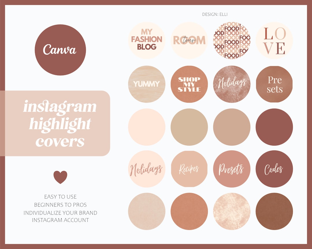 Earth Tone Instagram Highlight Icons "elli" Canva |watercolour, Natural ...