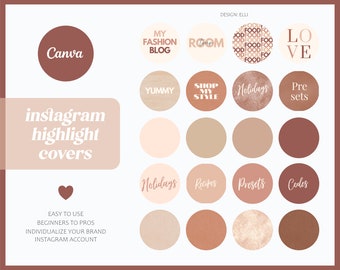 Earth tone Instagram Highlight Icons "Elli" Canva |Watercolour, Natural, Blogger | Instagram Cover Highlights individualisierbar in Canva