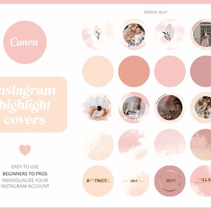 Pink Instagram Story Highlight &quot;Ally&quot; | Aquarell Insta Stories Cover | Highlight Story Icon |  Instagram Covers Hintergrund Rose Peach