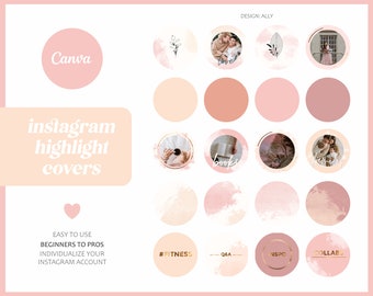 Pink Instagram Story Highlight "Ally" | Aquarell Insta Stories Cover | Highlight Story Icon |  Instagram Covers Hintergrund Rose Peach