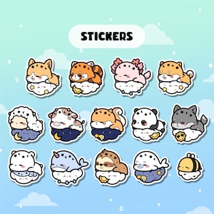 Animais de estimação de Chibi (2) Adesivos | Corgi Red Panda Axolotl Seal Urso Polar Preguiça Aniversário Presente de aniversário para sua namorada