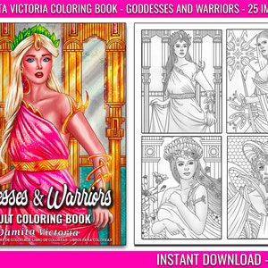 Goddesses and Warriors Adult Coloring Book | Coloring Book for Adult Relaxation | Digital Coloring Book | Instant Download PDF