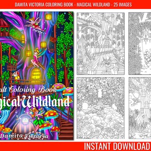 Damita Victoria | Magical Wildland | Coloring Page for Adult Relaxation with Enchanting Magical Land for Stress Relieve | Instant Download