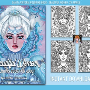 Coloring Book for Adults Relaxation | Beautiful Women | Coloring Book Stress Relieving Design  | Instant Download