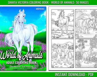 World ofAnimals Coloring Book | Digital Coloring Pages|Coloring Book | Adult Coloring | Activity Book | Coloring Therapy | Relaxing Activity