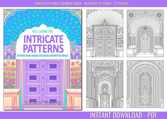 Adult Coloring Book Intricate Patterns Coloring Book for Adults Relaxation  Instant Download 