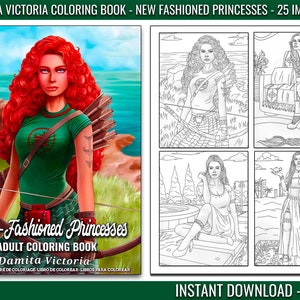 Damita Victoria New-Fashioned Princesses Adult Coloring Book | Coloring Book for Relaxation | Digital Coloring Book | Instant Download