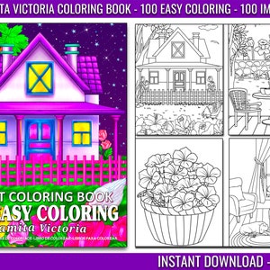 Damita Victoria 100 Easy Coloring Book | Large Prints Coloring Book for Relaxation |  Digital Coloring Pages | Instant Download PDF