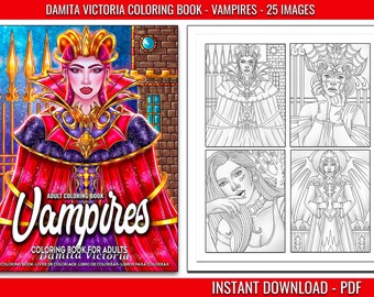 Vampire Coloring Book | Horror Digital Coloring Page | Halloween Adult Coloring | Printable Coloring | Coloring Therapy | Relaxing  Activity