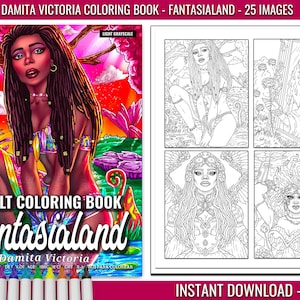Damita Victoria &quot;Fantasialand&quot; Adult Coloring Book | Coloring Pages for Adult Relaxation | Digital Coloring Book | Instant Download PDF