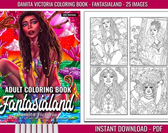 Damita Victoria "Fantasialand" Adult Coloring Book | Coloring Pages for Adult Relaxation | Digital Coloring Book | Instant Download PDF