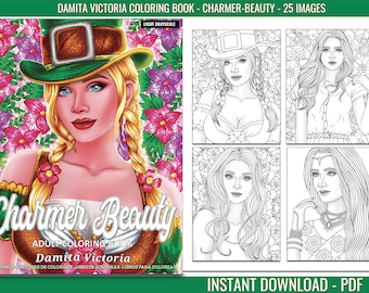 Adult Coloring Book by Damita Victoria | Charmer Beauty | Portrait Coloring Book for Teen and Adult for Relaxation | Instant Download