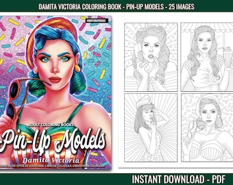 Adult Coloring Book Pin-Up Model | Women Coloring Book for Adults With Beautiful Portrait Coloring Pages for Adults Relaxation