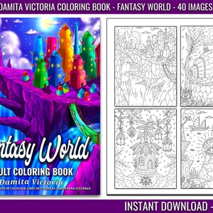 Damita Victoria Fantasy World Adult Coloring Book | Fantasy Coloring Book for Adult Relaxation | Digital Coloring Book |Instant Download PDF