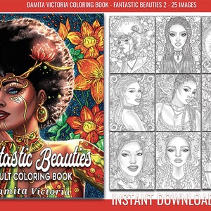 Coloring Book for Adult by Damita Victoria  | Fantastic Beauties Book 2 | Coloring Pages for Adults Relaxation | Instant Download