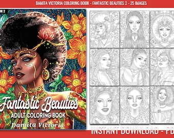 Coloring Book for Adult by Damita Victoria  | Fantastic Beauties Book 2 | Coloring Pages for Adults Relaxation | Instant Download