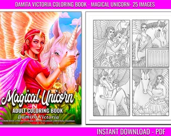 Magical Unicorn Coloring Book | Unicorn Digital Coloring Page | Adult Coloring | Printable Coloring | Coloring Therapy | Relaxing  Activity