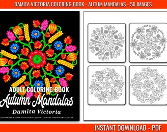 Damita Victoria Autumn Mandalas Coloring Book | Autumn Coloring Pages for Adults Relaxation | Digital Coloring Pages | Instant Download PDF